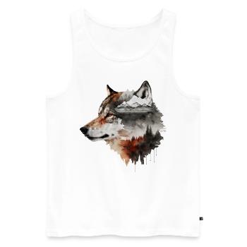 Wolf Berge Natur Wald Tier Tiermotiv Geschenkidee - Männer Premium Bio Tank Top - Weiß - Vorne - Michal (187cm)