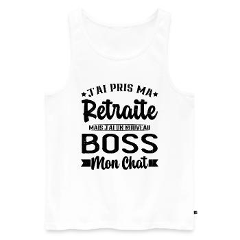 J'ai Un Nouveau Boss Mon chat Humour Cadeau - Débardeur bio Premium Homme - blanc - Devant - Michal (187cm)
