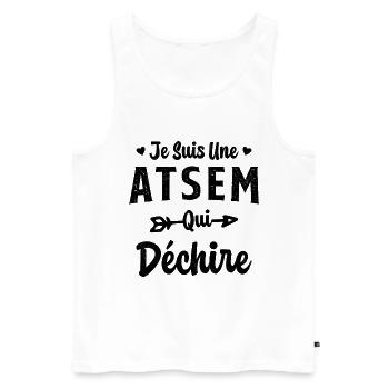 Je suis une ATSEM qui déchire Idée Cadeau Atsem - Débardeur bio Premium Homme - blanc - Devant - Michal (187cm)