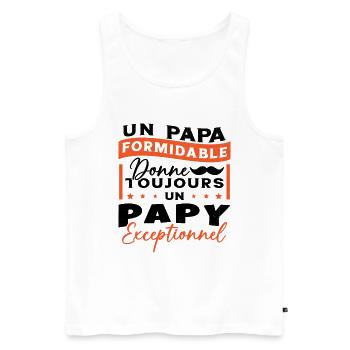 Papa Formidable Donne Toujours Papy Exceptionnel - Débardeur bio Premium Homme - blanc - Devant - Michal (187cm)