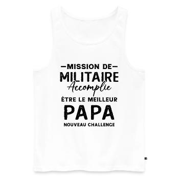 Militaire Futur Papa Cadeau Drôle Fête Des Pères - Débardeur bio Premium Homme - blanc - Devant - Michal (187cm)