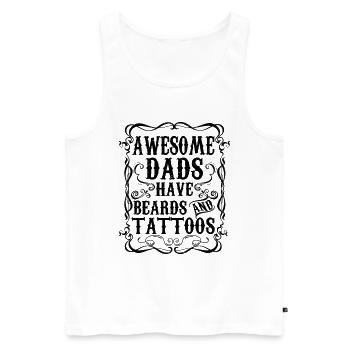 Cadeau Papa Tatoués et Barbus Humour Tatoueurs - Débardeur bio Premium Homme - blanc - Devant - Michal (187cm)