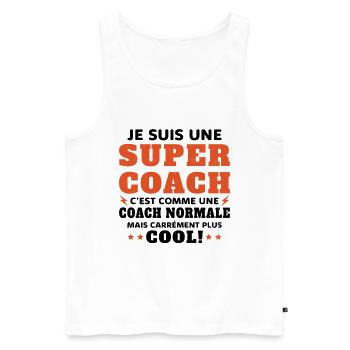 Une Super Coach Idée Femme Cadeau Humour - Débardeur bio Premium Homme - blanc - Devant - Michal (187cm)