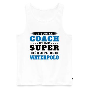 Coach de Super équipe de waterpolo Humour Cadeau - Débardeur bio Premium Homme - blanc - Devant - Michal (187cm)
