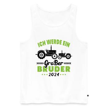 Ich werde 2024 Großer Bruder sein Traktor - Débardeur bio Premium Homme - blanc - Devant - Michal (187cm)