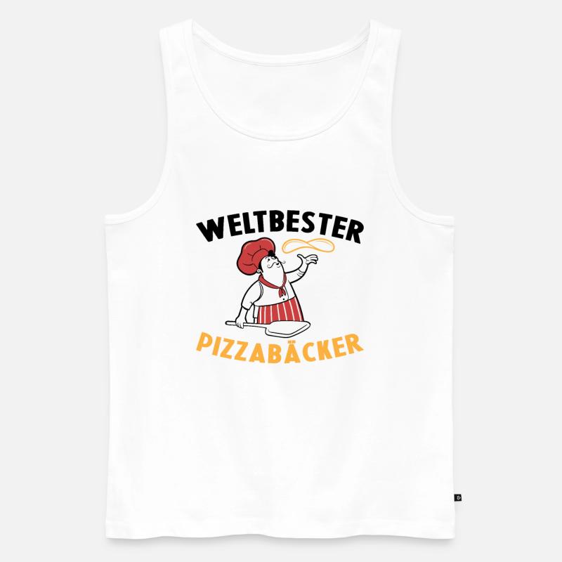 Weltbester Pizzabäcker Pizza Geschenkidee Kochen - Männer Premium Bio Tank Top - Weiß