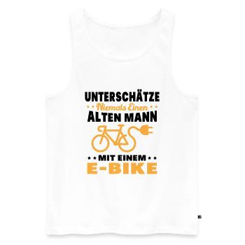 Einen alten Mann mit einem E-Bike - Männer Premium Bio Tank Top - Weiß - Vorne - Michal (187cm)