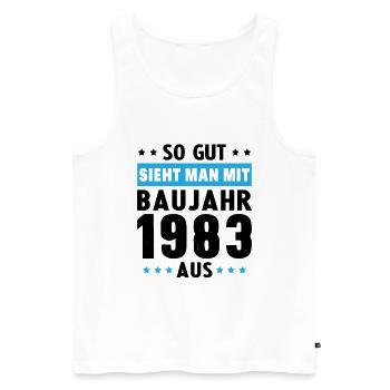 Geschenk Geburtstag 1983 Frau Mann Geschenkidee - Männer Premium Bio Tank Top - Weiß - Vorne - Michal (187cm)