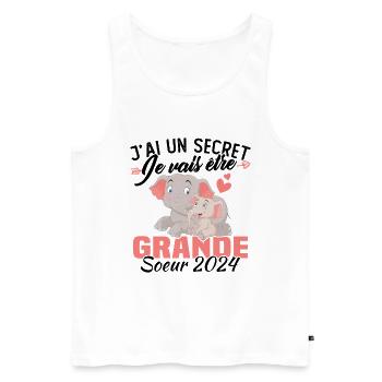 J'ai un secret Je Vais Être Grande Soeur 2024 - Débardeur bio Premium Homme - blanc - Devant - Michal (187cm)