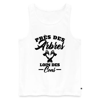 Près des Arbres loin des Cons Cadeau Bûcheron - Débardeur bio Premium Homme - blanc - Devant - Michal (187cm)