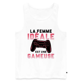La femme idéale est une gameuse cadeau geek humour - Débardeur bio Premium Homme - blanc - Devant - Michal (187cm)