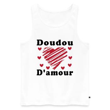 Doudou D'amour Cadeau Saint Valentin - Débardeur bio Premium Homme - blanc - Devant - Michal (187cm)