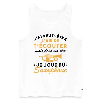 Dans Ma Tête Je Joue Du Saxophone Musicien Drôle - Débardeur bio Premium Homme - blanc - Devant - Michal (187cm)