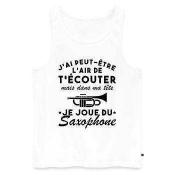 Dans Ma Tête Je Joue Du Saxophone Musicien Drôle - Débardeur bio Premium Homme - blanc - Devant - Michal (187cm)