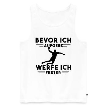 Handball Kinder Geschenke Handballer Zubehör - Männer Premium Bio Tank Top - Weiß - Vorne - Michal (187cm)