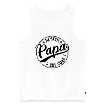 Vater seit 2025 Papa Est. 2025 Bester Papa 2025 - Männer Premium Bio Tank Top - Weiß - Vorne - Michal (187cm)