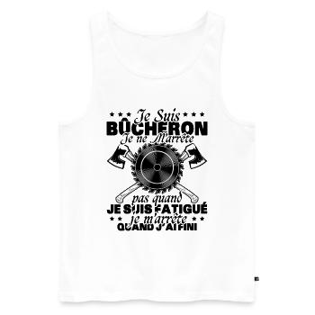 Lustiges Kettensägengeschenk, das sagt, dass ich ein Holzfäller bin - Männer Premium Bio Tank Top - Weiß - Vorne - AI Model Male 178 light (178cm)