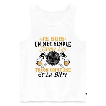 Kettensäge Bier Humor Mann Holzfäller Lustig - Männer Premium Bio Tank Top - Weiß - Vorne - Michal (187cm)