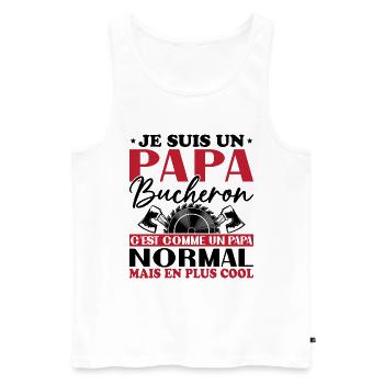 Papa Bûcheron C'est Comme Un Papa Normal - Débardeur bio Premium Homme - blanc - Devant - Michal (187cm)