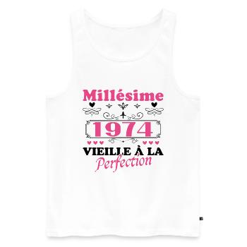 Vintage Woman 1974 Gift Anniversary Humor - Men's Premium Organic Tank Top - white - Front - Michal (187cm)