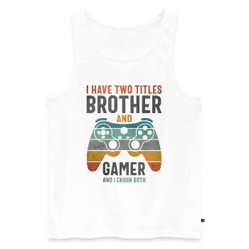 Funny Gamer Design for Boys, Girls, and Gaming Fan - Men's Premium Organic Tank Top - white - Front - AI Model Male 178 light (178cm)