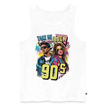 90s 90s Music Colorful Party Carnival Costume - Men's Premium Organic Tank Top - white - Front - Michal (187cm)