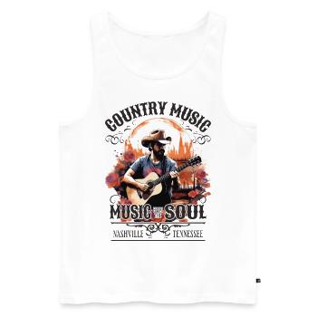 Musique country Guitare Guitariste Chanteur Vintage - Débardeur bio Premium Homme - blanc - Devant - Michal (187cm)