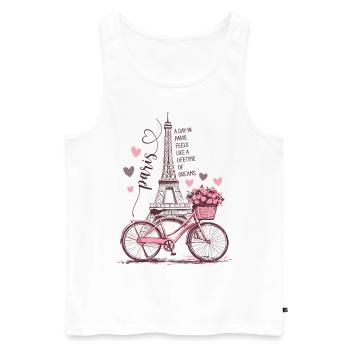 Paris Tour Eiffel Vélo Coeurs Fleurs France - Débardeur bio Premium Homme - blanc - Devant - AI Model Male 178 light (178cm)