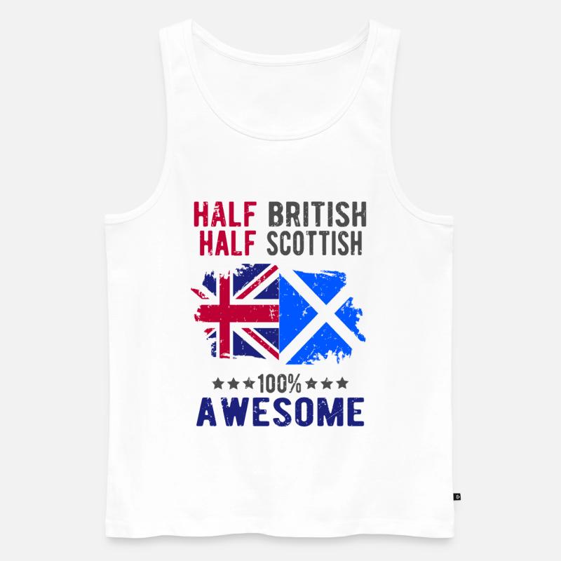 Halb Brite Halb Schotte - Männer Premium Bio Tank Top - Weiß