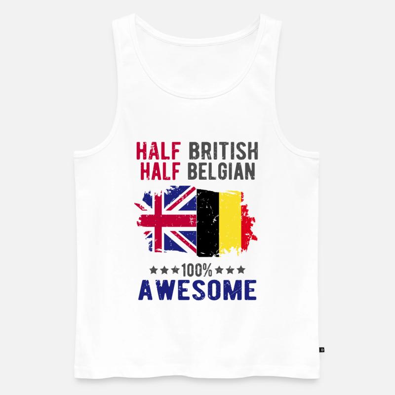 Halb Brite Halb Belgier - Männer Premium Bio Tank Top - Weiß