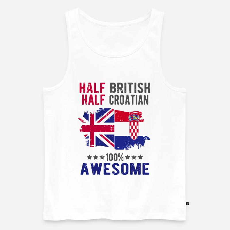 Halb Brite Halb Kroate - Männer Premium Bio Tank Top - Weiß