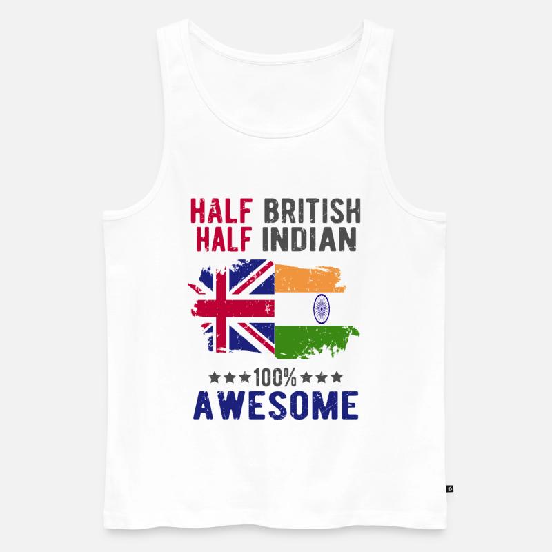 Halb Brite Halb Inder - Männer Premium Bio Tank Top - Weiß