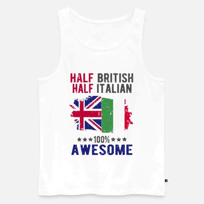 Halb Brite Halb Italiener - Männer Premium Bio Tank Top - Weiß