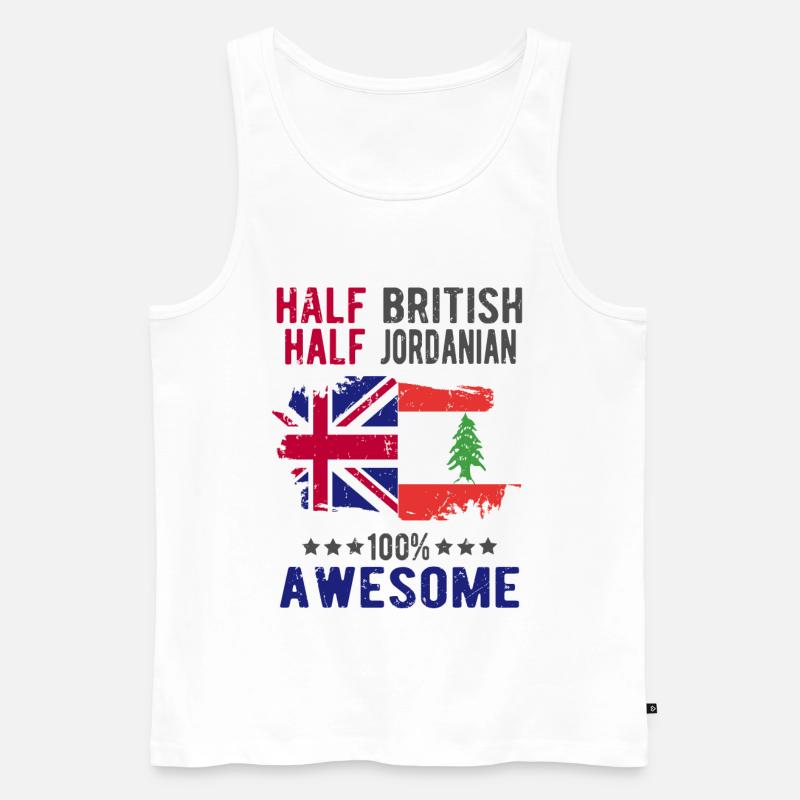 Halb Brite Halb Jordanier - Männer Premium Bio Tank Top - Weiß