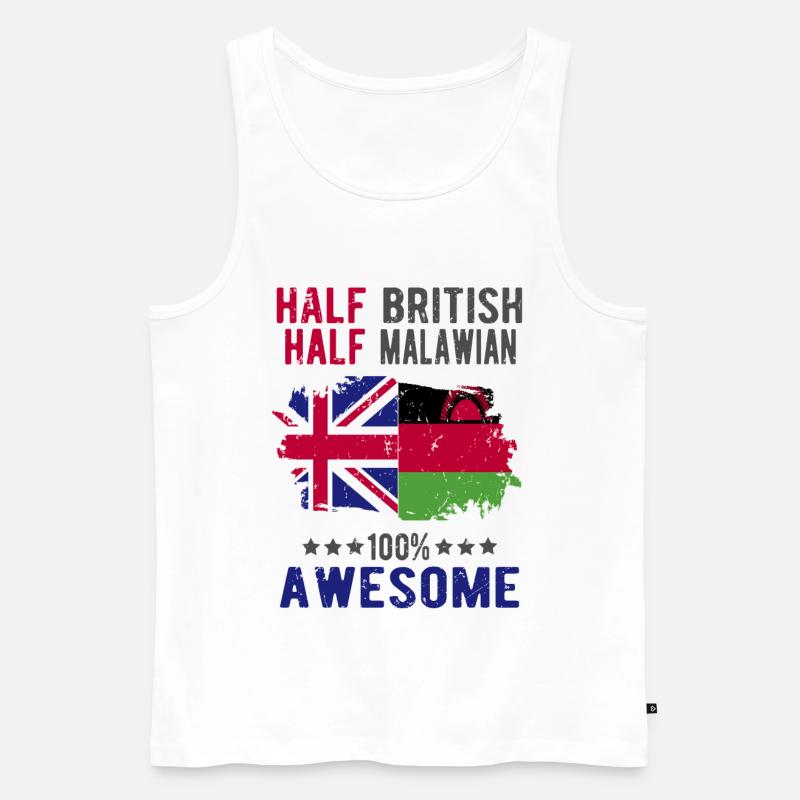Halb Brite Halb Malawi - Männer Premium Bio Tank Top - Weiß