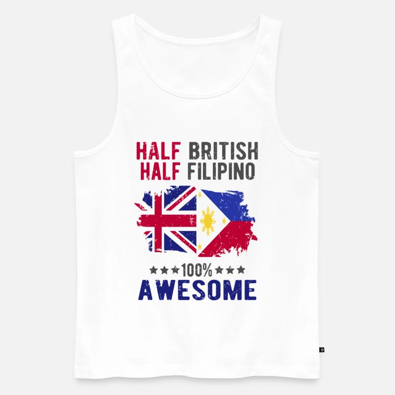Halb Brite Halb Philippiner - Männer Premium Bio Tank Top - Weiß