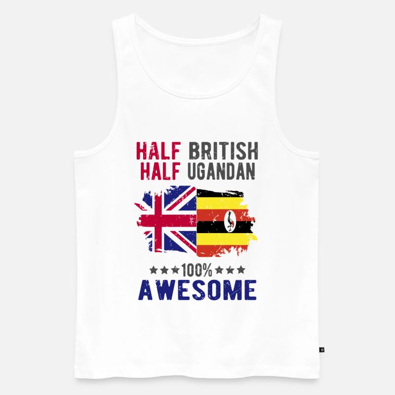 Halb Brite Halb Ugander - Männer Premium Bio Tank Top - Weiß
