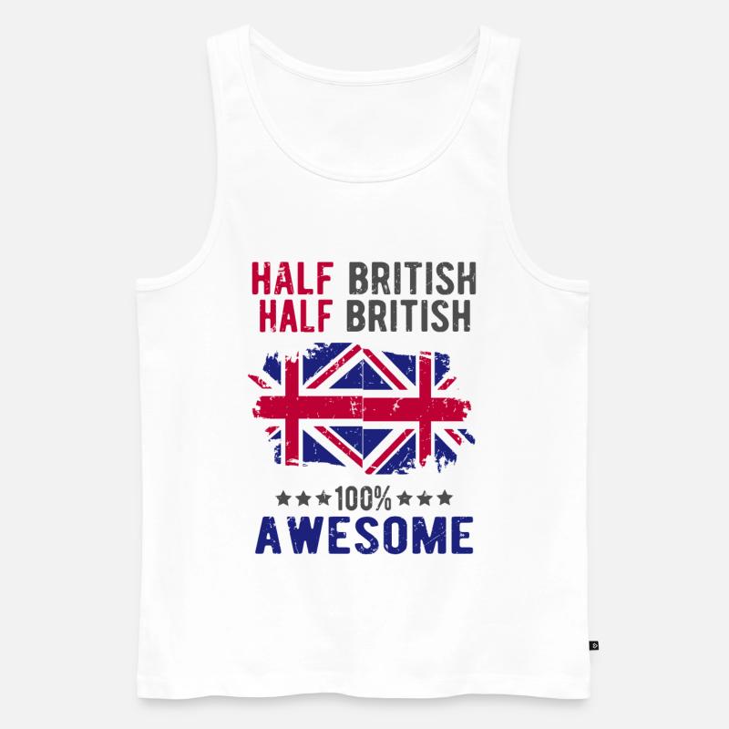 Halb Brite Halb Britisch - Männer Premium Bio Tank Top - Weiß