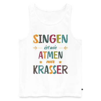 Singen ist wie Atmen nur krasser Retro - Männer Premium Bio Tank Top - Weiß - Vorne - AI Model Male 178 light (178cm)