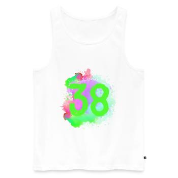 38 Nombre d’objets blob - Débardeur bio Premium Homme - blanc - Devant - Michal (187cm)