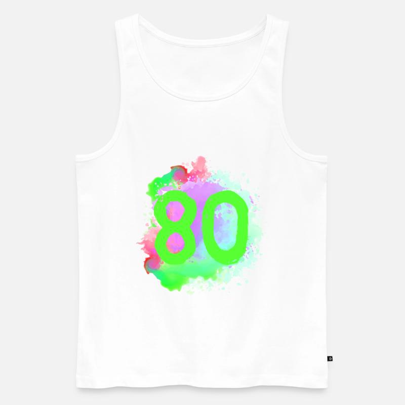 80 Zahl Klecks - Männer Premium Bio Tank Top - Weiß
