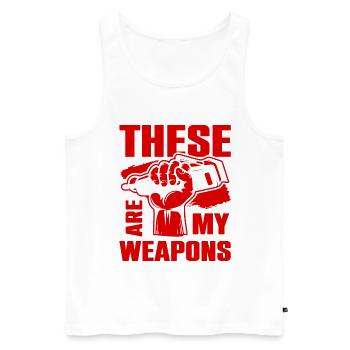 Barber weapons - Männer Premium Bio Tank Top - Weiß - Vorne - AI Model Male 178 light (178cm)