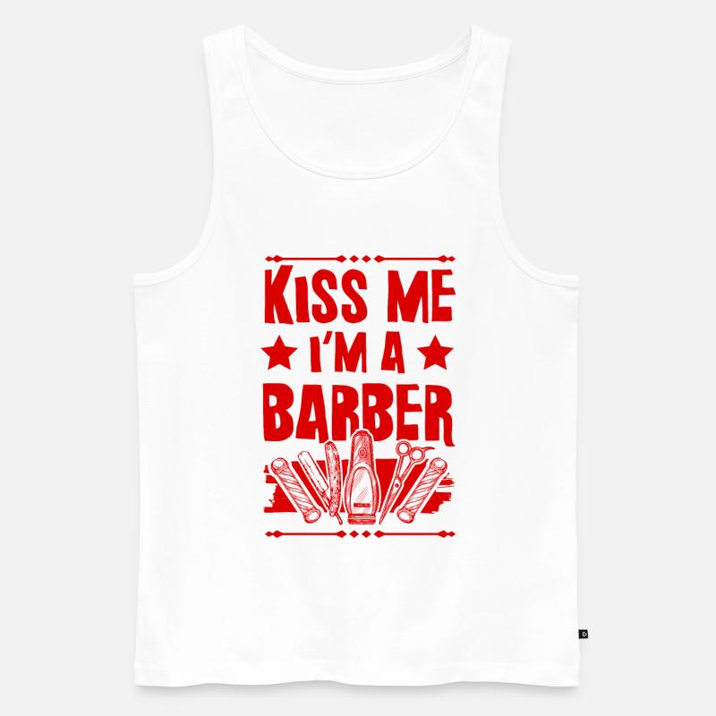 Küsse mich Barber - Männer Premium Bio Tank Top - Weiß