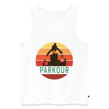 Parkour Sport Freerunning Retro - Men's Premium Organic Tank Top - white - Front - AI Model Male 178 light (178cm)