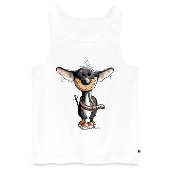 Fröhlicher Chihuahua - Hund - Männer Premium Bio Tank Top - Weiß - Vorne - Michal (187cm)