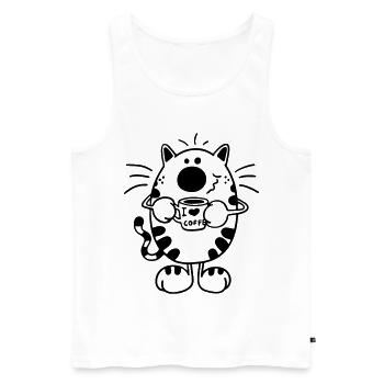 Chat avec café - Débardeur bio Premium Homme - blanc - Devant - Michal (187cm)
