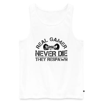 Gamer Zocker Real Gamers Never Die They Respawn De - Débardeur bio Premium Homme - blanc - Devant - Michal (187cm)