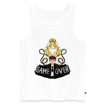 Game Over Lustiger Spruch Hochzeit Braut Bräutigam - Männer Premium Bio Tank Top - Weiß - Vorne - Michal (187cm)