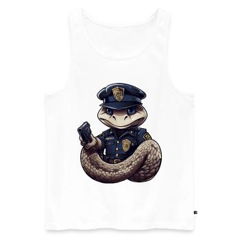 Policier serpent - Débardeur bio Premium Homme - blanc - Devant - AI Model Male 178 light (178cm)