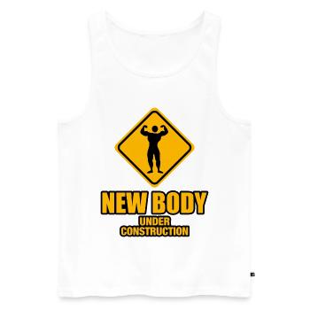 new body under construction - Männer Premium Bio Tank Top - Weiß - Vorne - Michal (187cm)